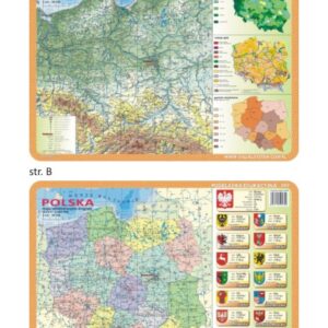 Polska – mapy ogólno-geograficzna i administracyjno-drogowa - Podkładka edukacyjna na biurko