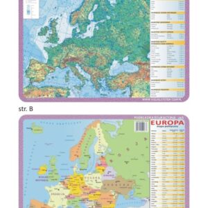 Europa – mapy fizyczna i polityczna - Podkładka edukacyjna na biurko