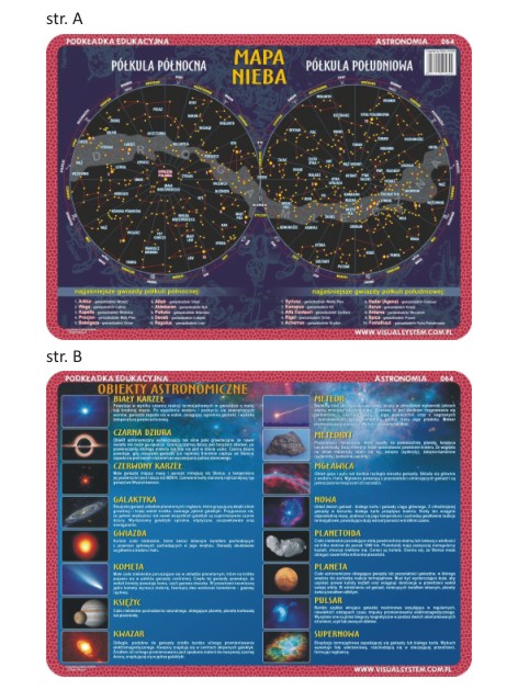 Mapy nieba i obiekty astronomiczne - Podkładka edukacyjna na biurko