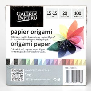 Papier do origami 15x15cm - 20 kolorów - 100 kartuszy
