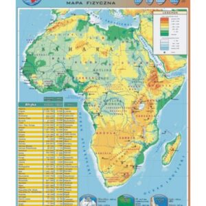 Afryka – mapa fizyczna – mapa fizyczna – Tablica edukacyjna 70x100 cm