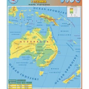 Australia – mapa fizyczna – Tablica edukacyjna 70x100 cm
