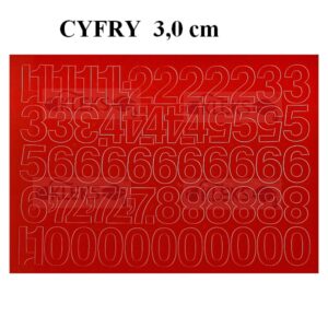 Cyfry samoprzylepne - zestaw liter wysokość 3.0cm - CZERWONE