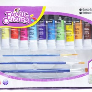 Farby do malowania tkanin oraz 4 pędzle - 12 kolorów