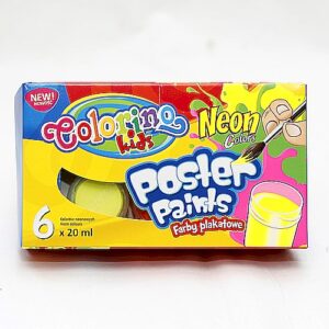 Farby plakatowe NEON - 6 kolorów fosforyzujących 20ml - Colorini Kids