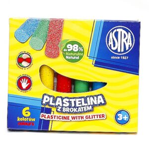 Plastelina z brokatem 6 kolorów - 98% naturalna - ASTRA
