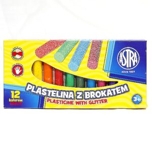 Plastelina z brokatem 12 kolorów (miękka, nie brudzi rąk) - ASTRA