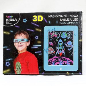 Magiczna neonowa tablica LED 3D - Tablica oraz okulary 3D - NIEBIESKA