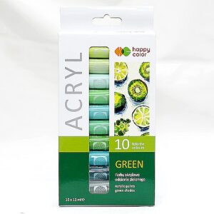 Farby akrylowe 10 kolorów w tubie 12ml - GREEN - (odcienie zieleni)