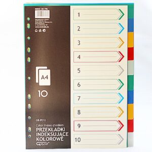 Przekładki do segregatorów A4 plastikowe kolorowe - 10 przekładek