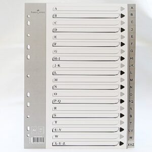 Przekładki do segregatorów A4 plastikowe z alfabetem - 20 przekładek