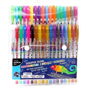 Długopisy żelowe fluorescencyjne z brokatem i metaliczne 36 kolorów