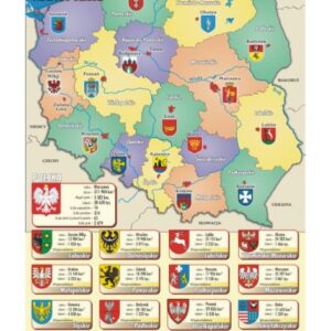 Mapa administracyjna Polski z herbami – Tablica edukacyjna 70x100 cm