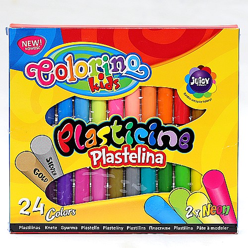 Plastelina 24 kolory (2 kolory NEON) - Colorino Kids