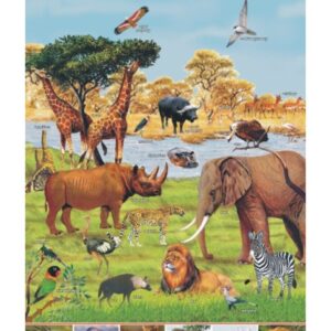 Sawanna afrykańska – zwierzęta w środowisku – Tablica edukacyjna 70x100 cm