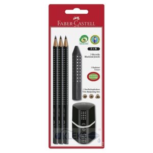 3 ołówki temperówka i gumka - Faber Castel