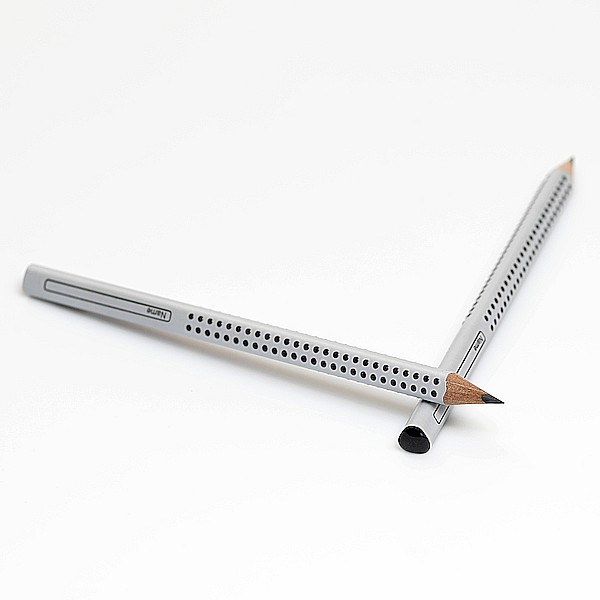Ołówek gruby trójkątny - Jumbo Grip srebrny - Faber Castell