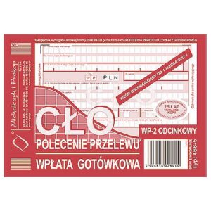 CŁO - POLECENIE PRZELEWU/WPŁATA GOTÓWKOWA - WP 2 - ODCINKOWY - 466-5
