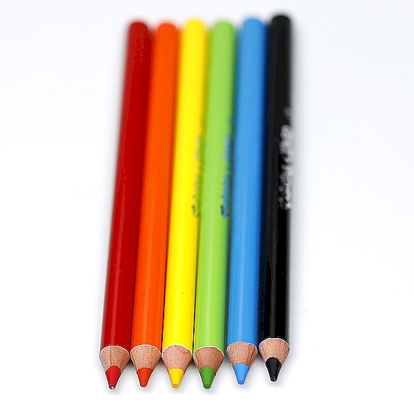 Kredki grube ołówkowe trójkątne z temperówką - 6 kolorów - JUMBO Colorino Kids